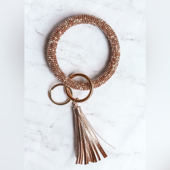 Beaded bracelet bangle car Keychain holder wristlet Key Ring - Picture 2 of 6